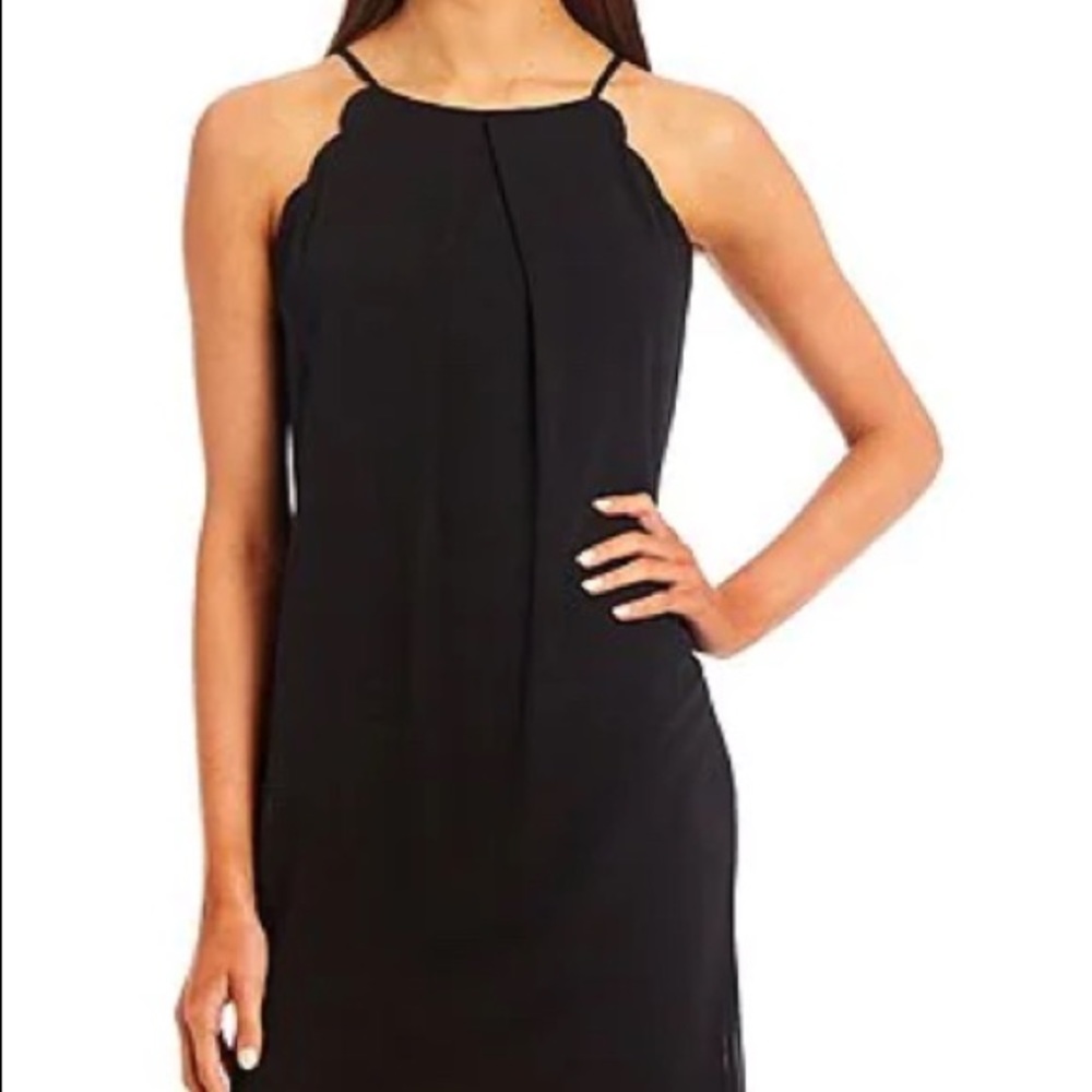 I.N. San Fransisco scalloped halter neck dress